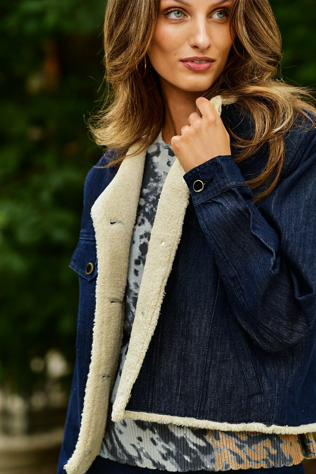 LILLA P DENIM SHERPA JACKET