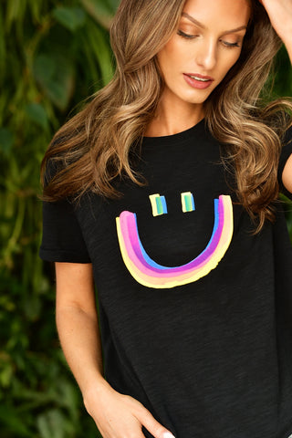 LISA TODD ALL SMILES BLACK TEE