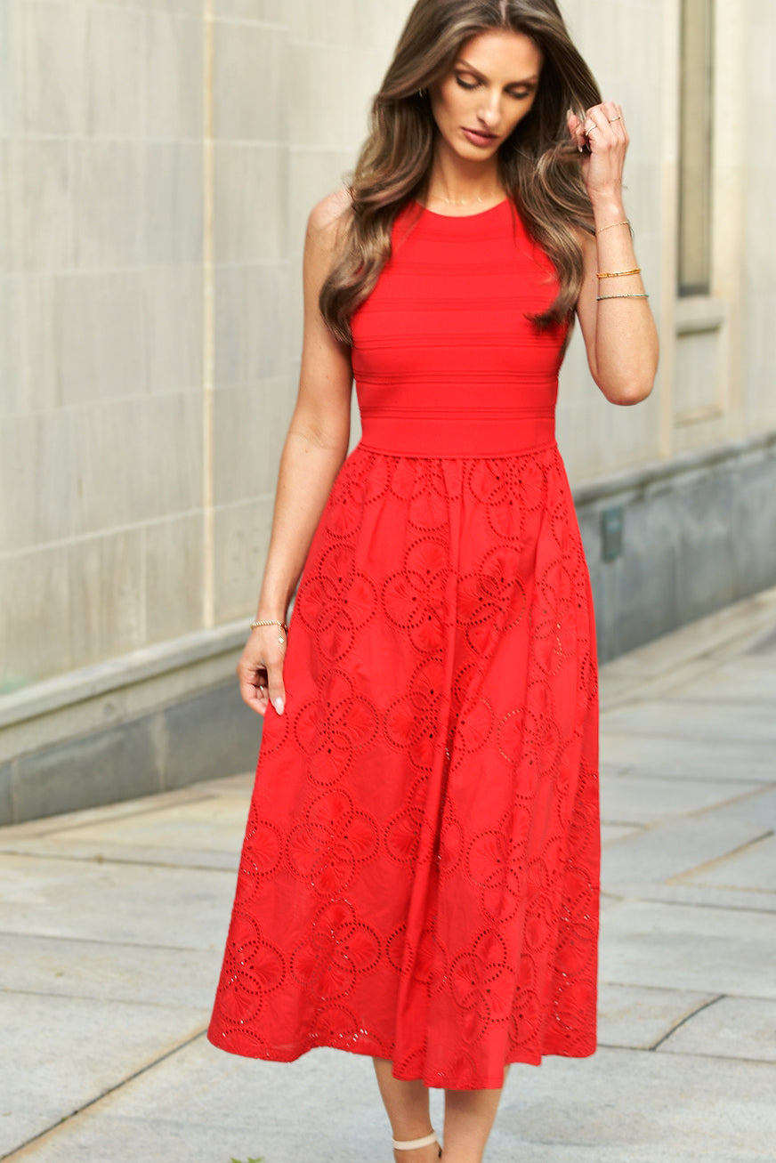 MILLY EYELET RED DRESS