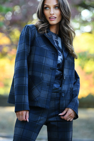 ESTELLE & FINN NAVY PLAID JACKET