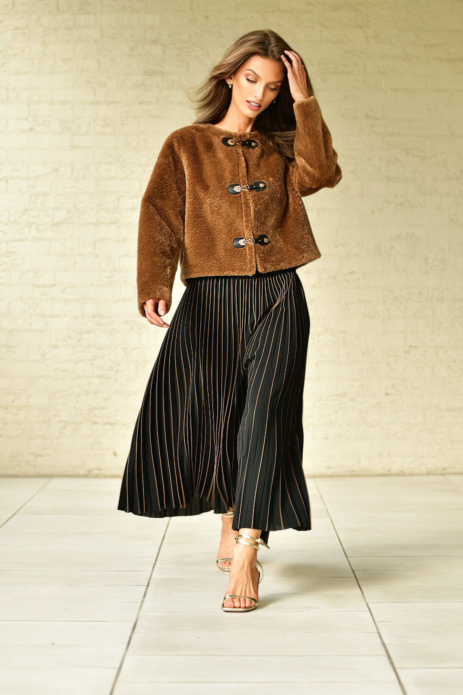 ELLIOTT LAUREN COGNAC FAUX FUR JACKET