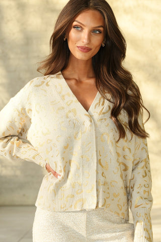 LISA TODD SALTY SHIMMER GOLD  CARDIGAN