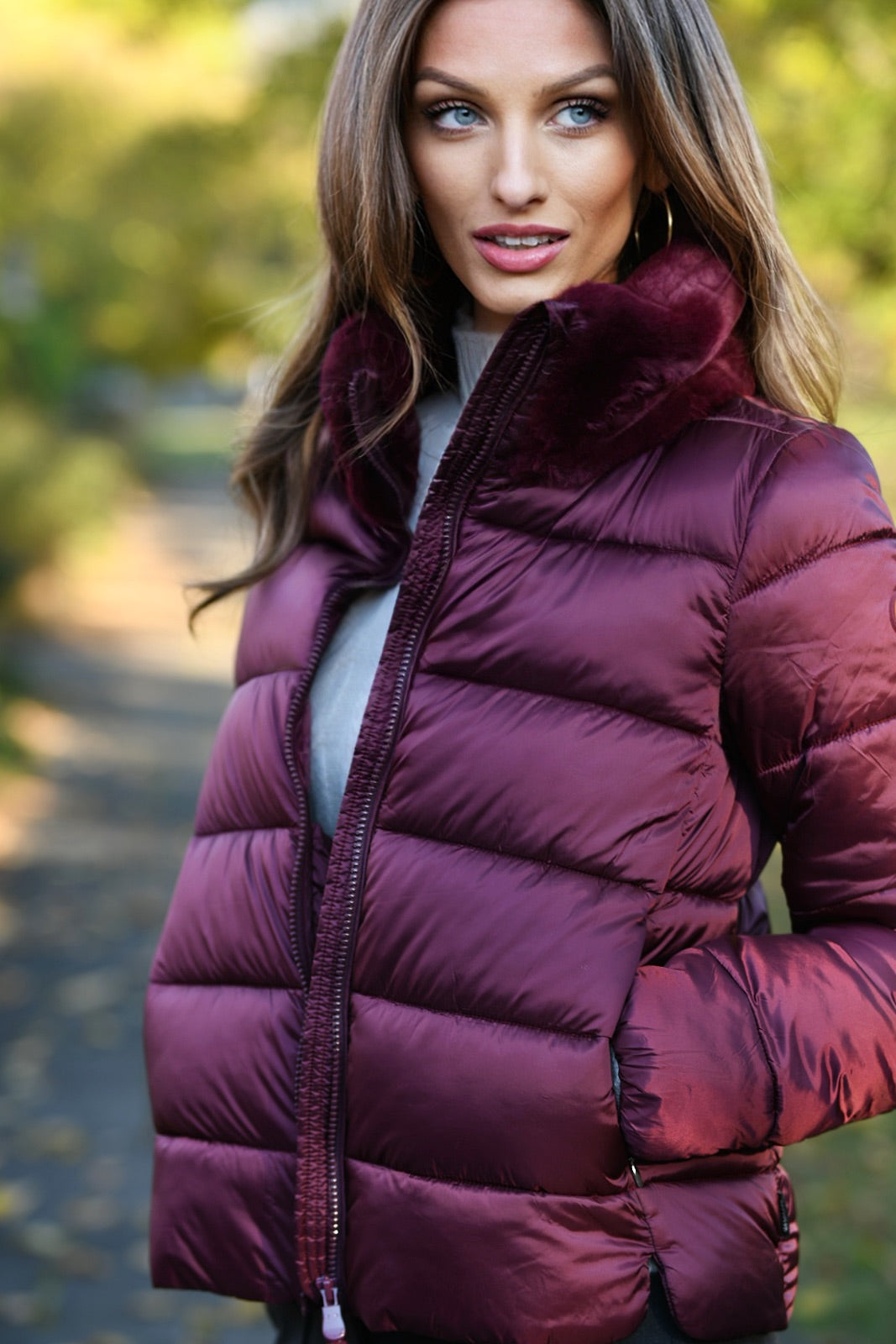 SAVE THE DUCK WINE RED COAT