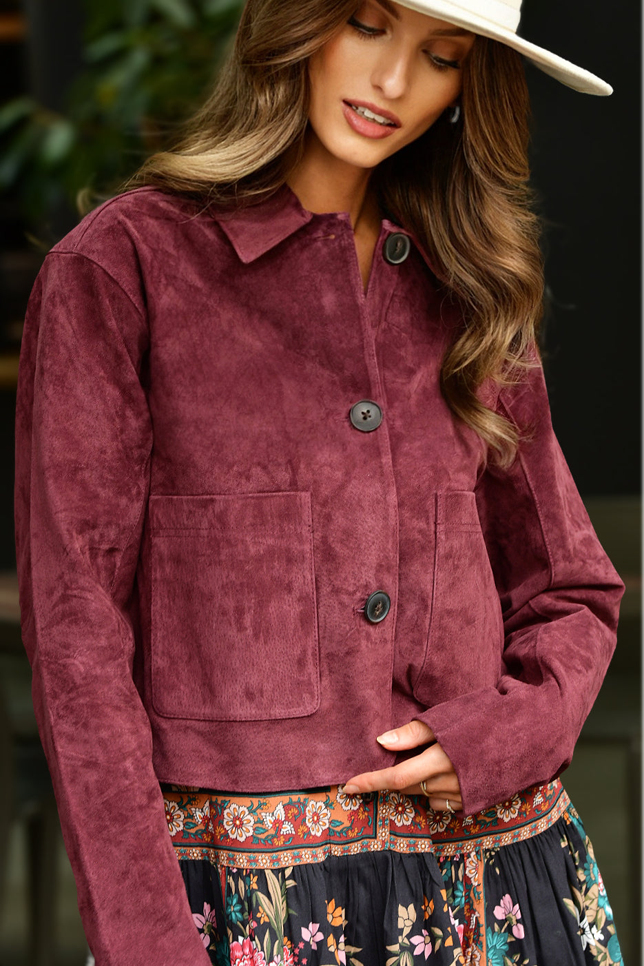 BLANK NYC SUEDE WINE JACKET
