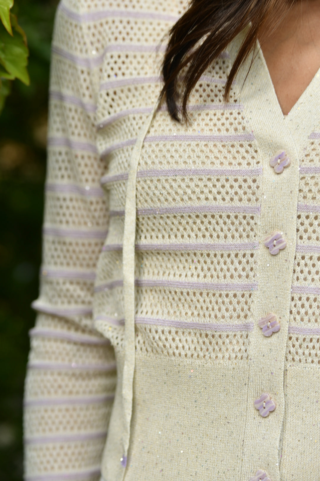 LISA TODD LILAC AND NATURAL GLIMMER SWEATER