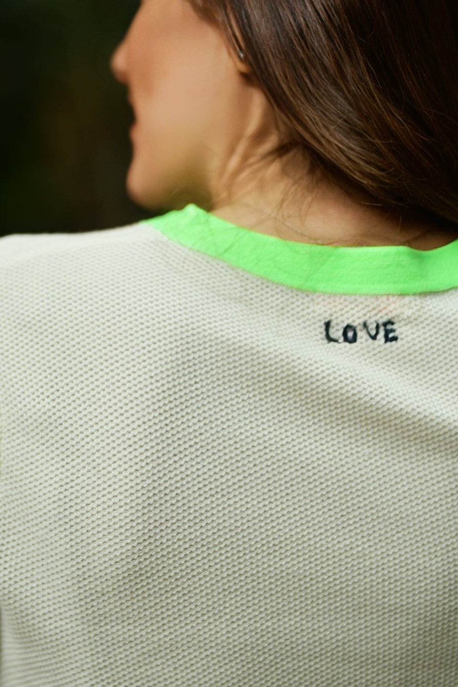 LISA TODD PERFECT PAIR CREW NECK LIME TRIM SWEATER