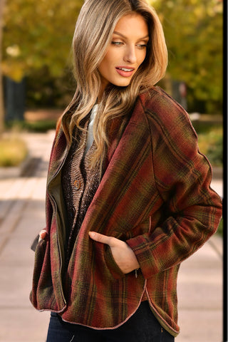 HELLO NITE MUTED PLAID ZIP JACKET