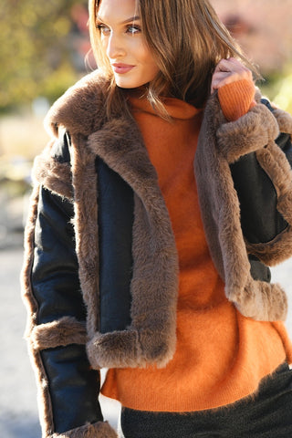 MARRAKECH DISTRESSED FAUX FUR JACKET