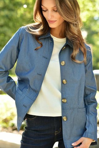 ELLIOTT LAUREN  IRIDESCENT  BLUE  JACKET