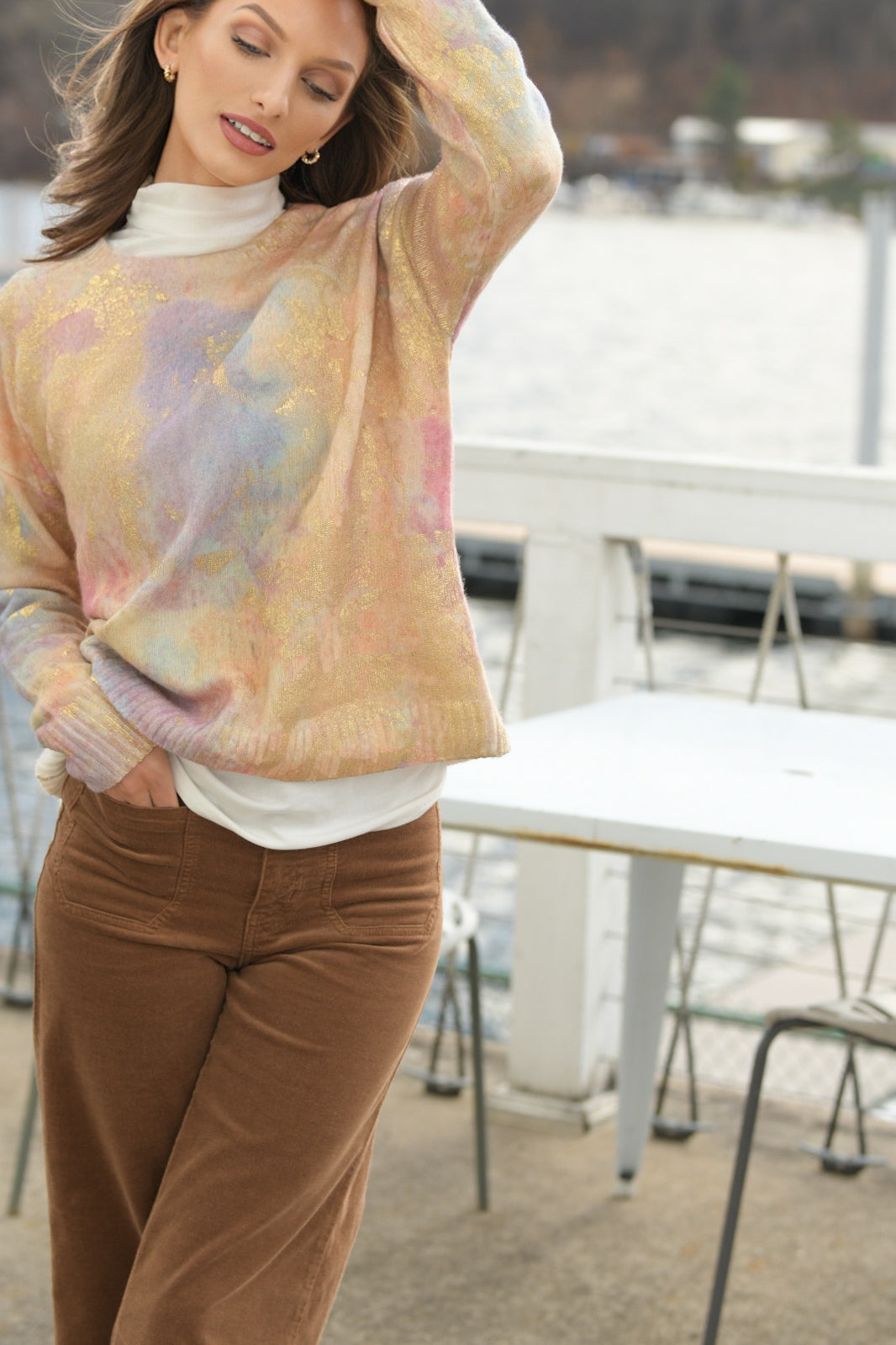 LISA TODD METALLIC GOOD GOLD SWEATER