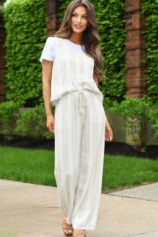 BELLA DAHL WIDE LEG STRIPE PANT