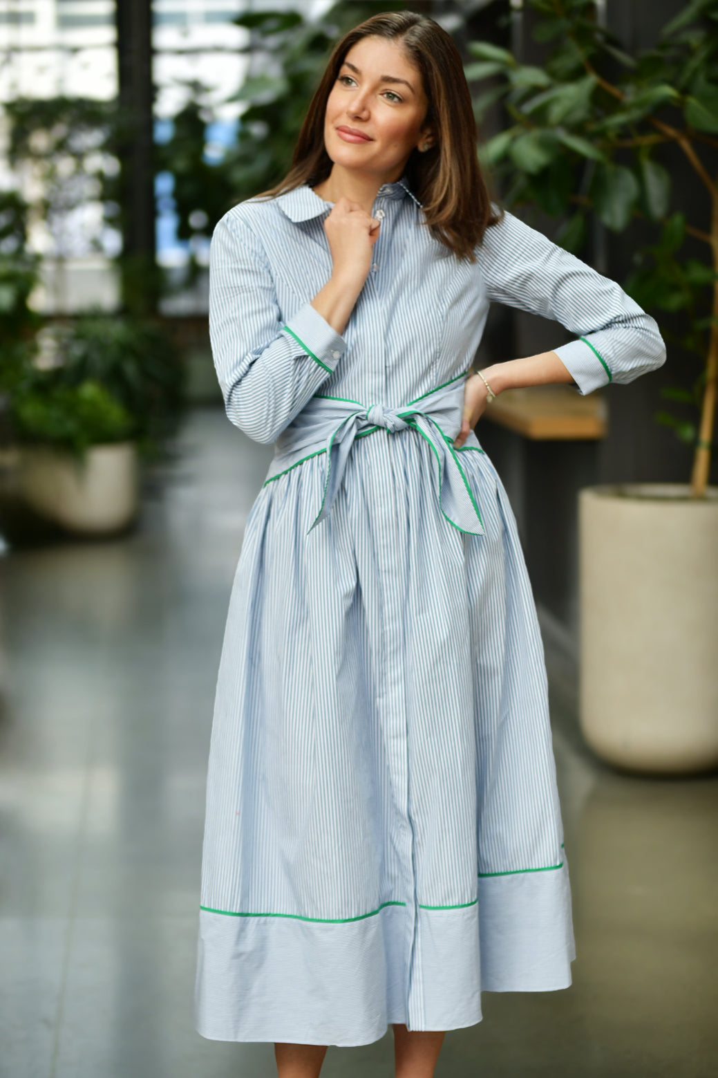 SHOSHANNA CLARICE BLUE STRIPE DRESS