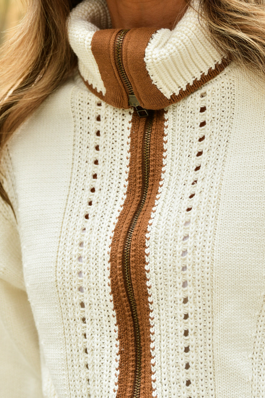 LILLA P ROPE ZIP CARDIGAN