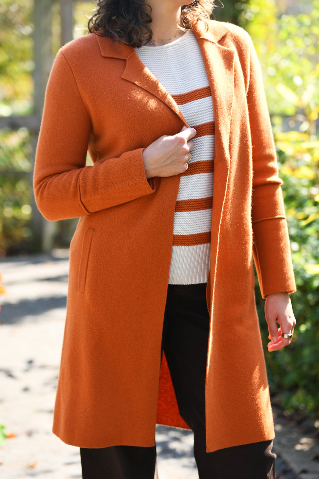 KINROSS NOTCHED COLLAR BRANDY SWEATER COAT