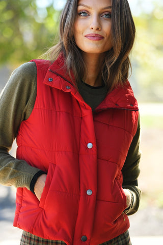 J. SOCIETY RED PUFFER VEST