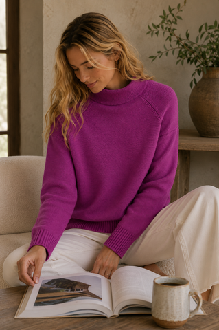 KINROSS FUNNEL NECK HEATHER SWEATER