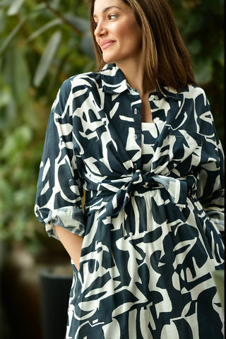 STATESIDE GEOMETRIC NAVY SHIRT