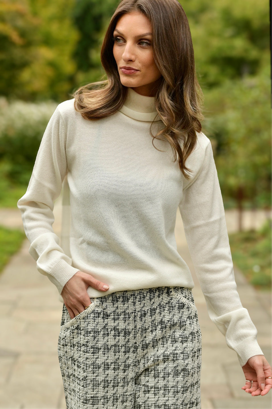 LYSEE TWEED PALAZZO HOUNDSTOOTH PANT