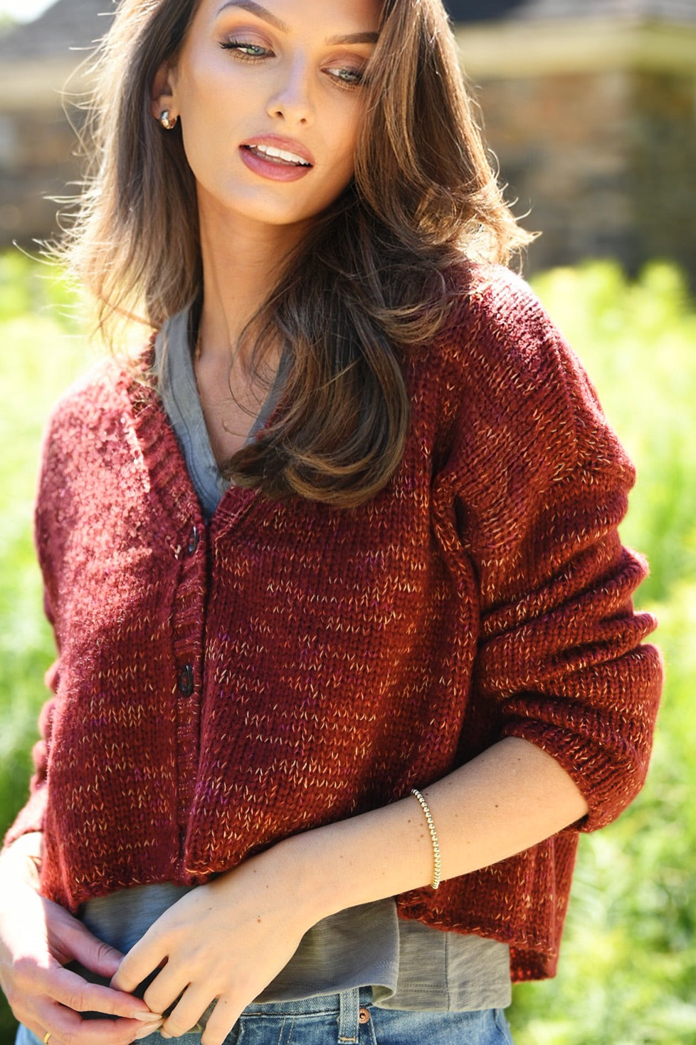 WOODEN SHIPS HAZEL ROSE MADDER CARDIGAN