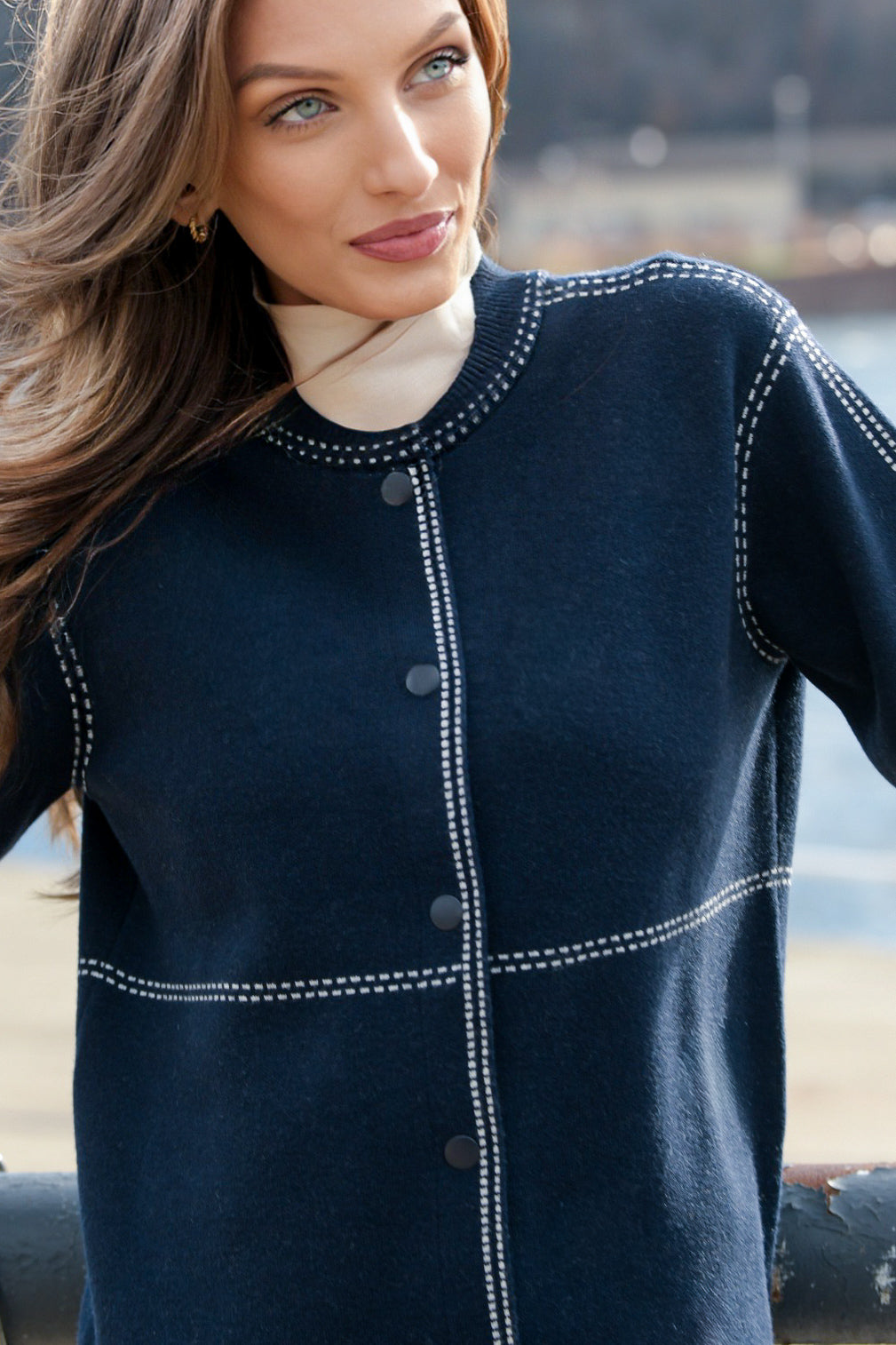 ELLIOTT LAUREN NAVY SWEATER JACKET