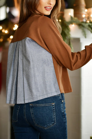 LILLA P TOFFEE PLEAT BACK TOP