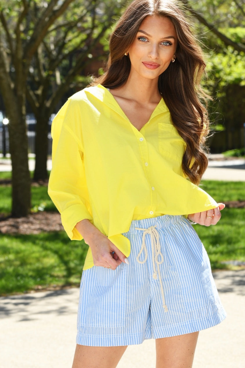 LILLA P LEMON BUTTON UP SHIRT