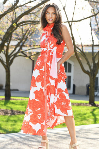 JADE CORAL MAXI WRAP DRESS
