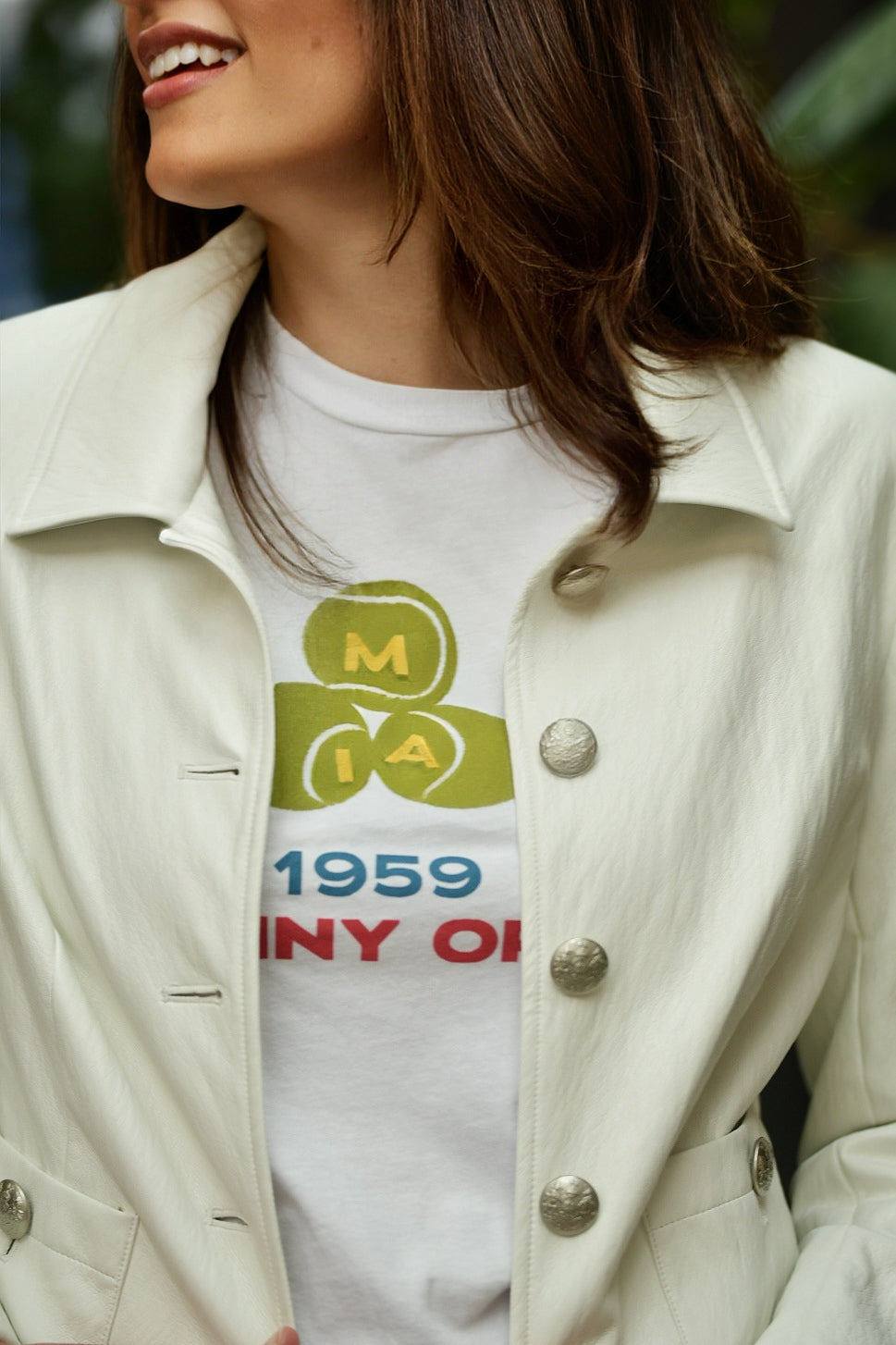 DREW WHITE FAUX LEATHER ODETTE JACKET