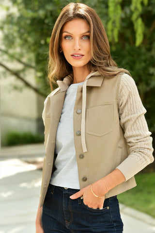 J. SOCIETY TAUPE HOODED JACKET