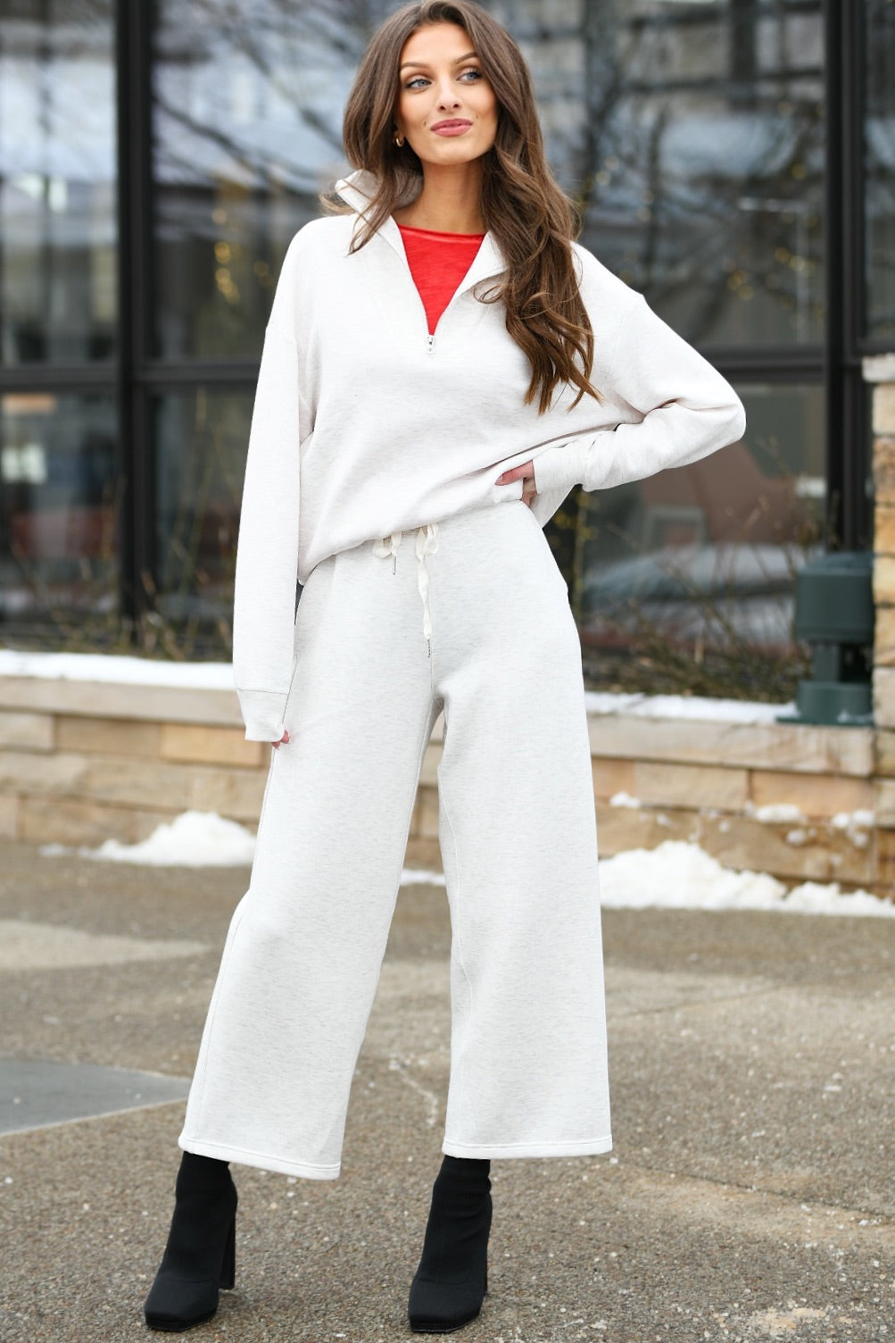 ELLIOTT LAUREN IVORY WIDE LEG FLEECE