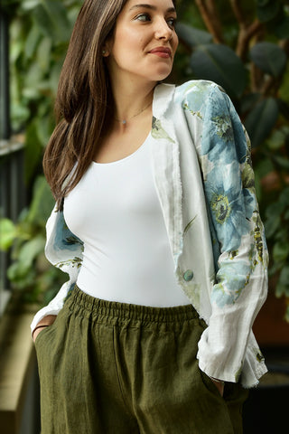 TEMPO LINEN BLUE FLORAL JACKET