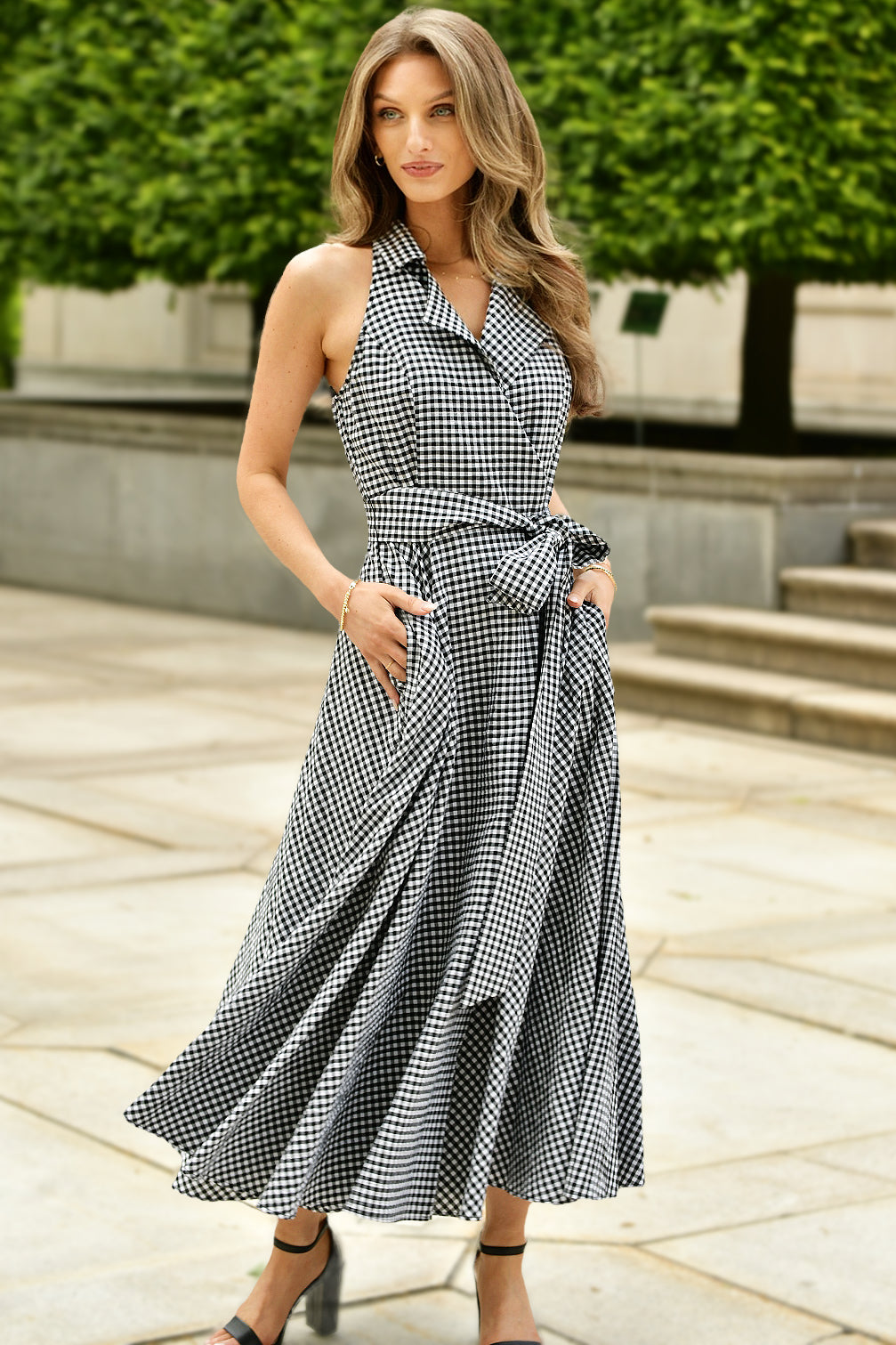 LAVENDER BROWN ZOLA CHECKED DRESS – CARABELLA / Oakmont LAVENDER BROWN ZOLA CHECKED DRESS – CARABELLA / Oakmont