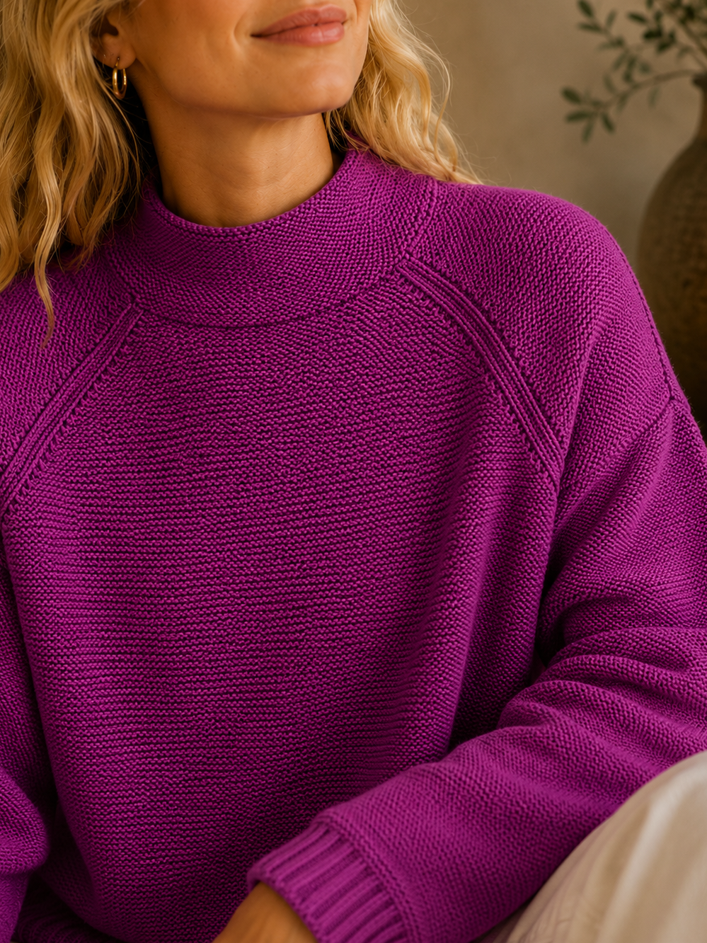 KINROSS FUNNEL NECK HEATHER SWEATER