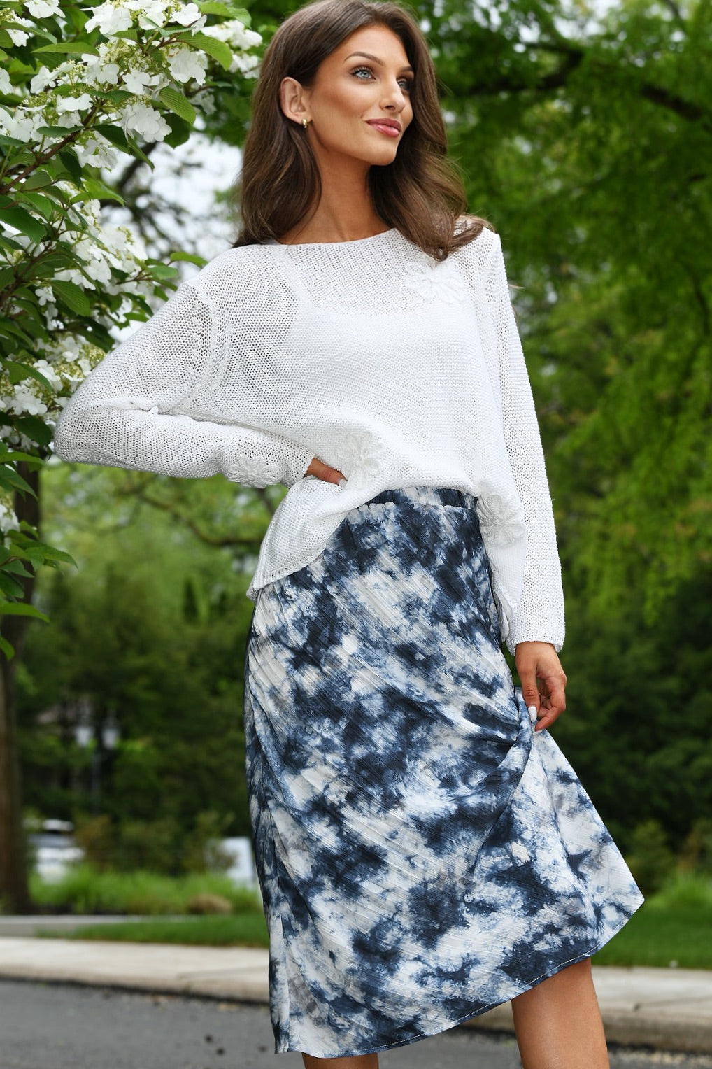 DREW MELANI TIE DYE INDIGO SKIRT