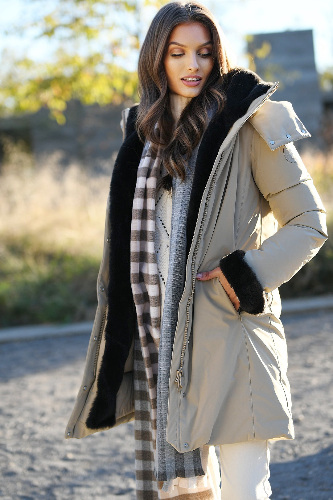 SAVE THE DUCK STONE FAUX FUR TRIMMED HOODED COAT