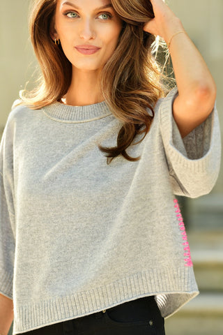 LISA TODD PEWTER  STITCHED PINK SWEATER