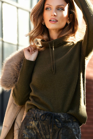 JACK & JO LODEN DRAWSTRING SWEATER