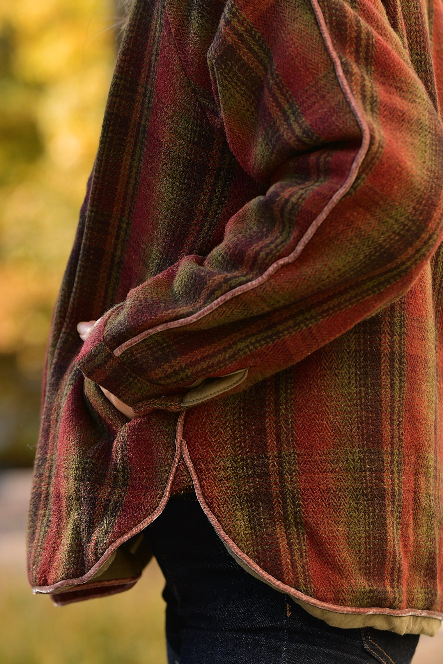 HELLO NITE MUTED PLAID ZIP JACKET