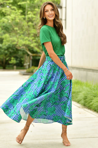 HUTCH FLORAL AND GINGHAM SKIRT