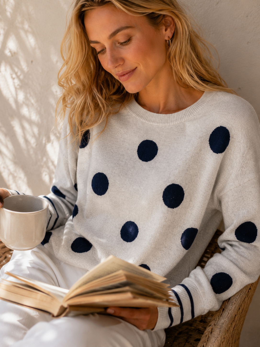 J. SOCIETY DOT SILVER CREW NECK SWEATER