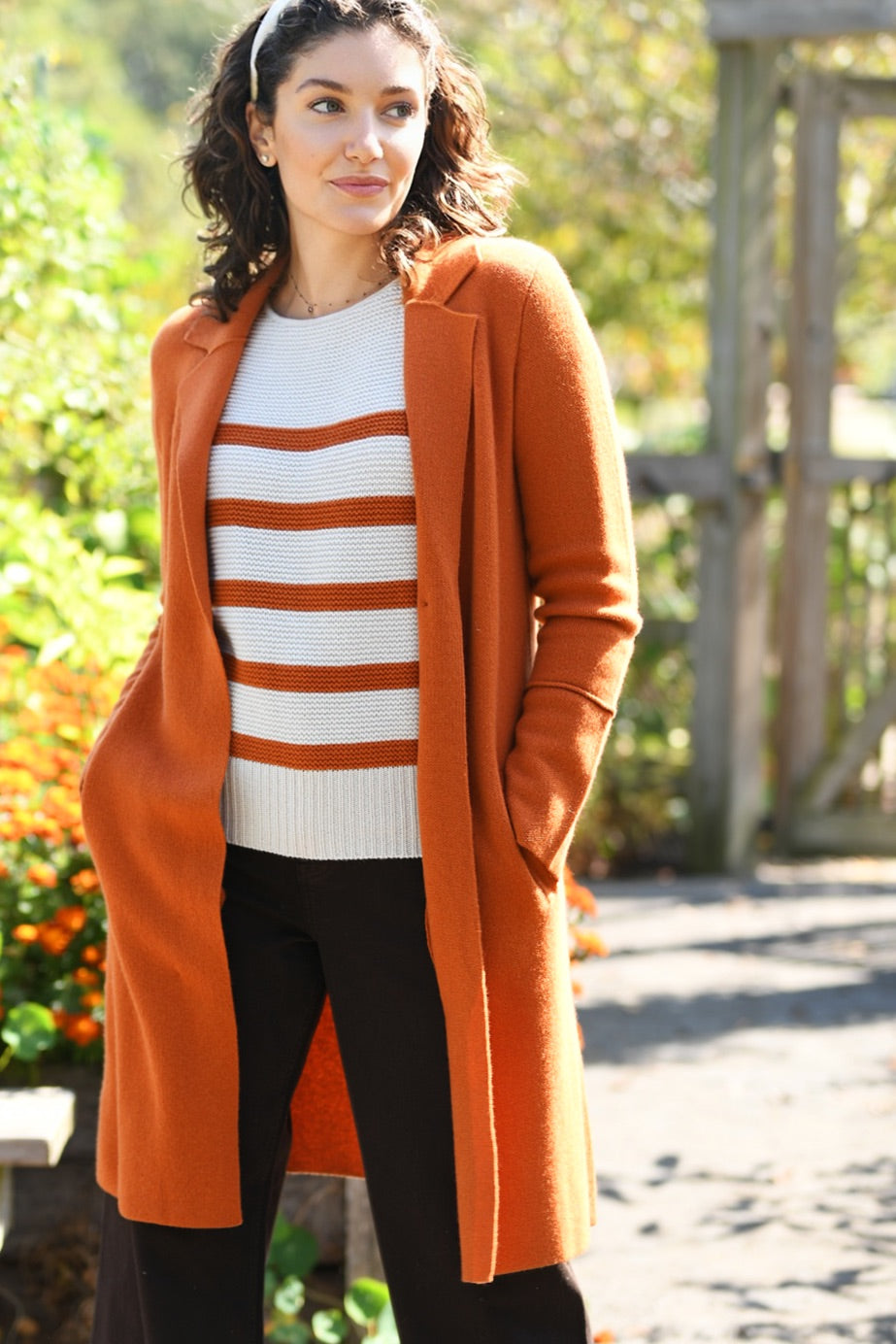 KINROSS NOTCHED COLLAR BRANDY SWEATER COAT