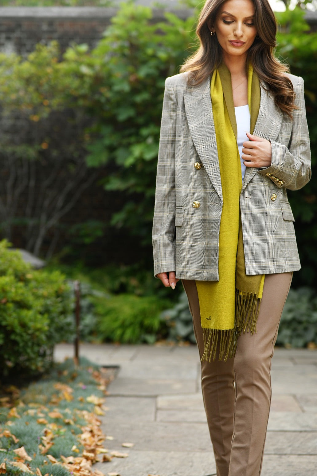 GENERATION LOVE TAUPE PLAID JACKET