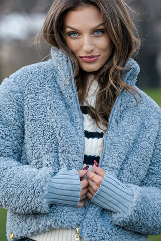 SUNDAYS BOBBI SLATE FAUX FUR JACKET