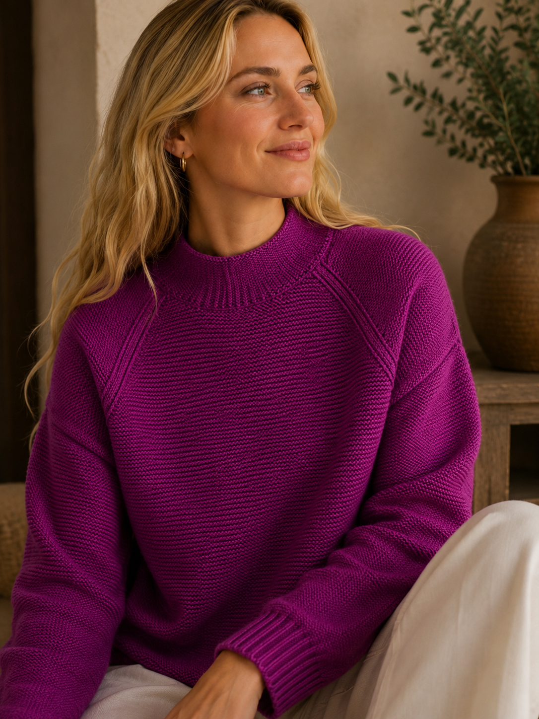 KINROSS FUNNEL NECK HEATHER SWEATER