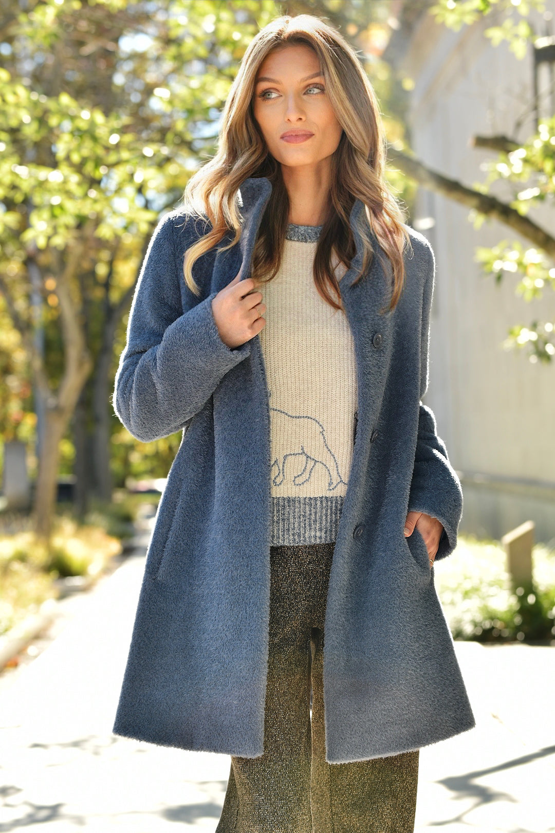 CINZIA ROCCA SMOKEY BLUE COAT