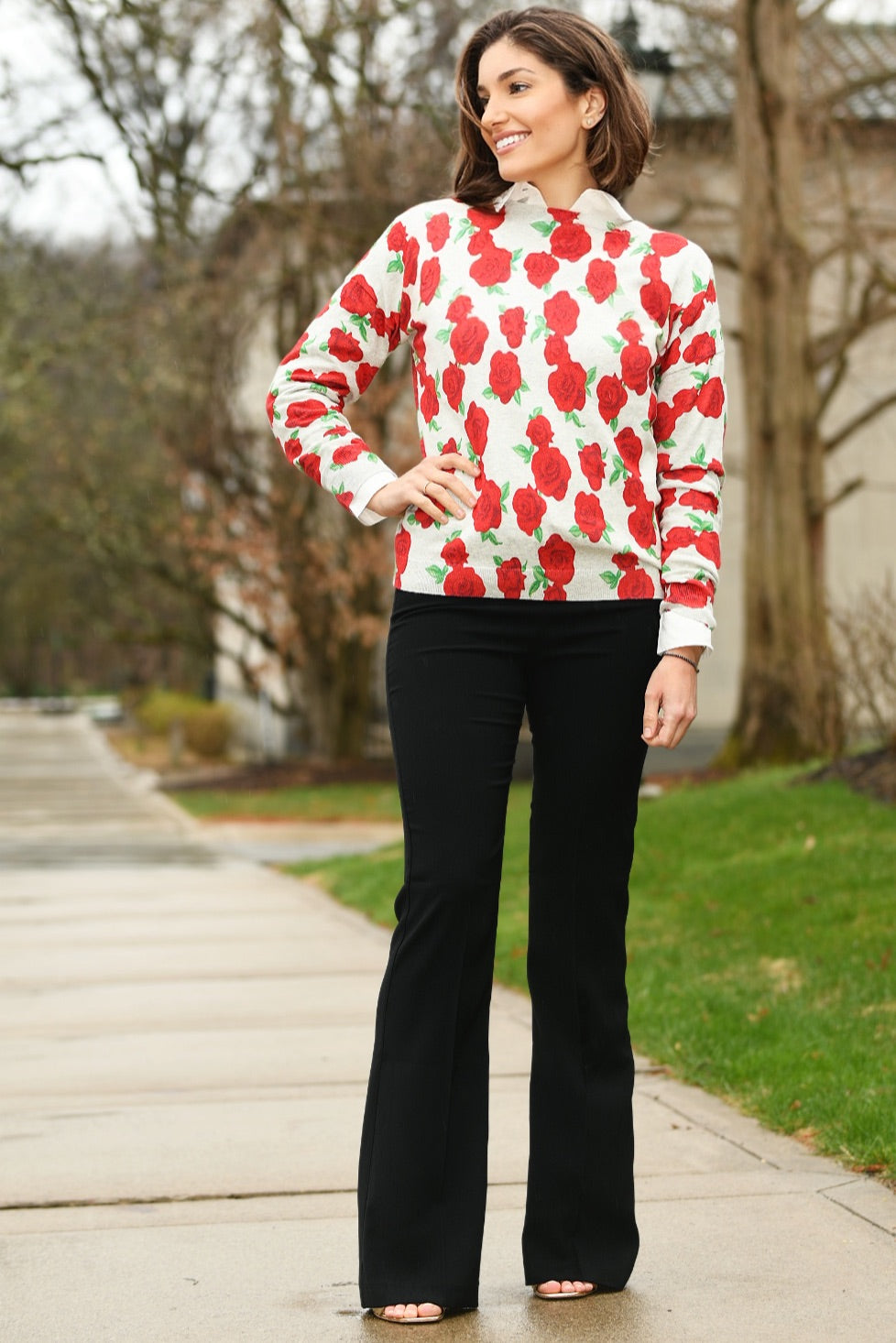 J. SOCIETY RED ROSES SWEATER