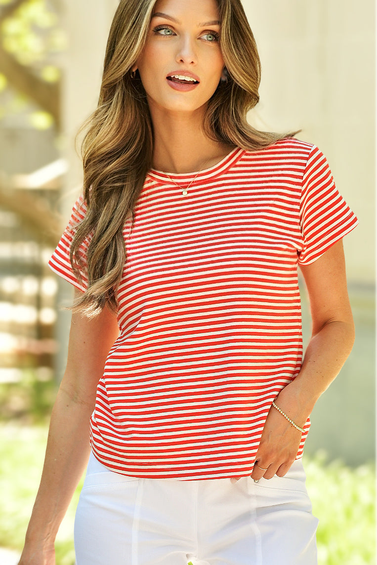 J. SOCIETY TOMATO STRIPE TEE