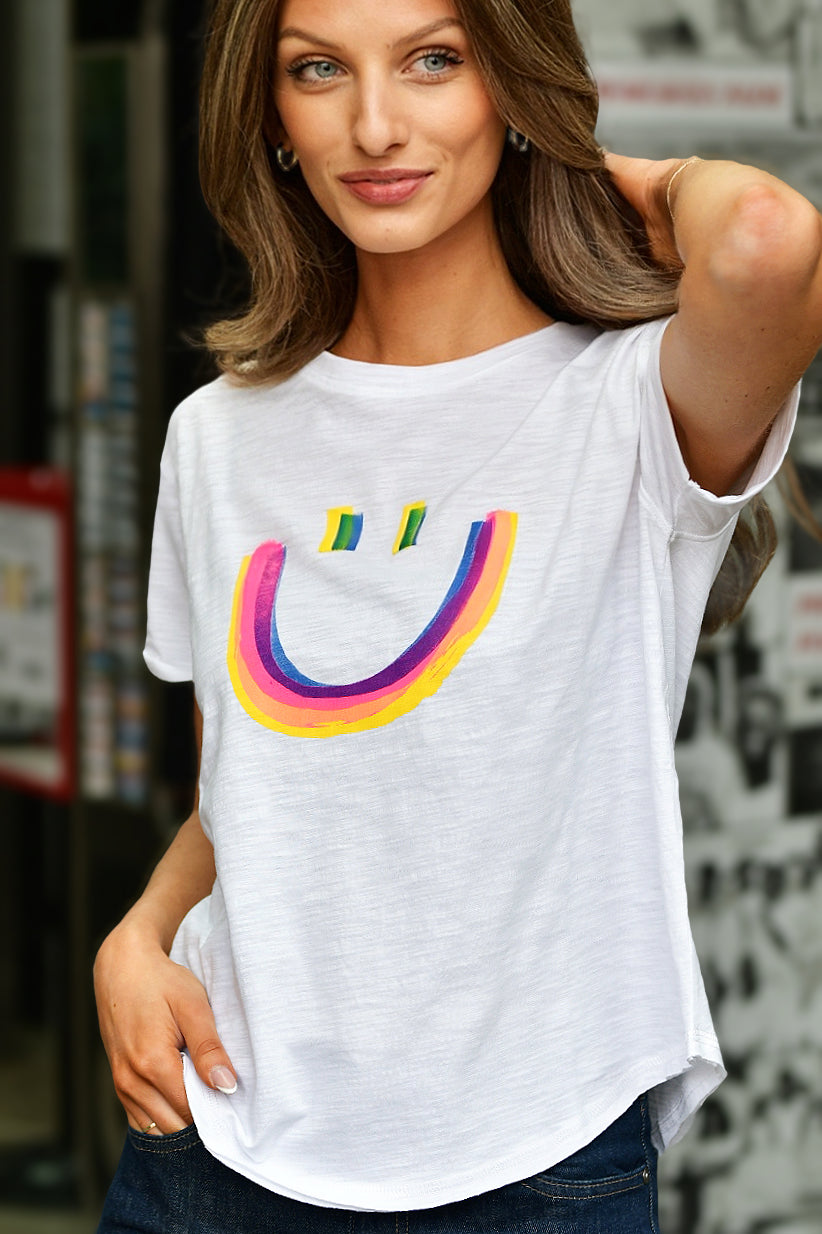 LISA TODD ALL SMILES WHITE TEE