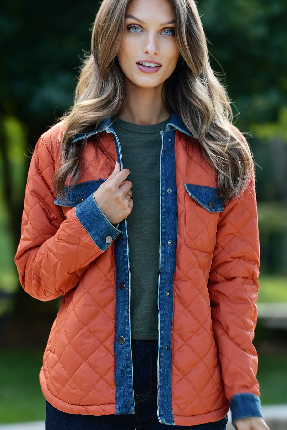 J. SOCIETY RUSSET PUFFER QUILTED JACKET