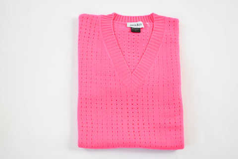 JACK & JO NEON PINK V NECK SWEATER